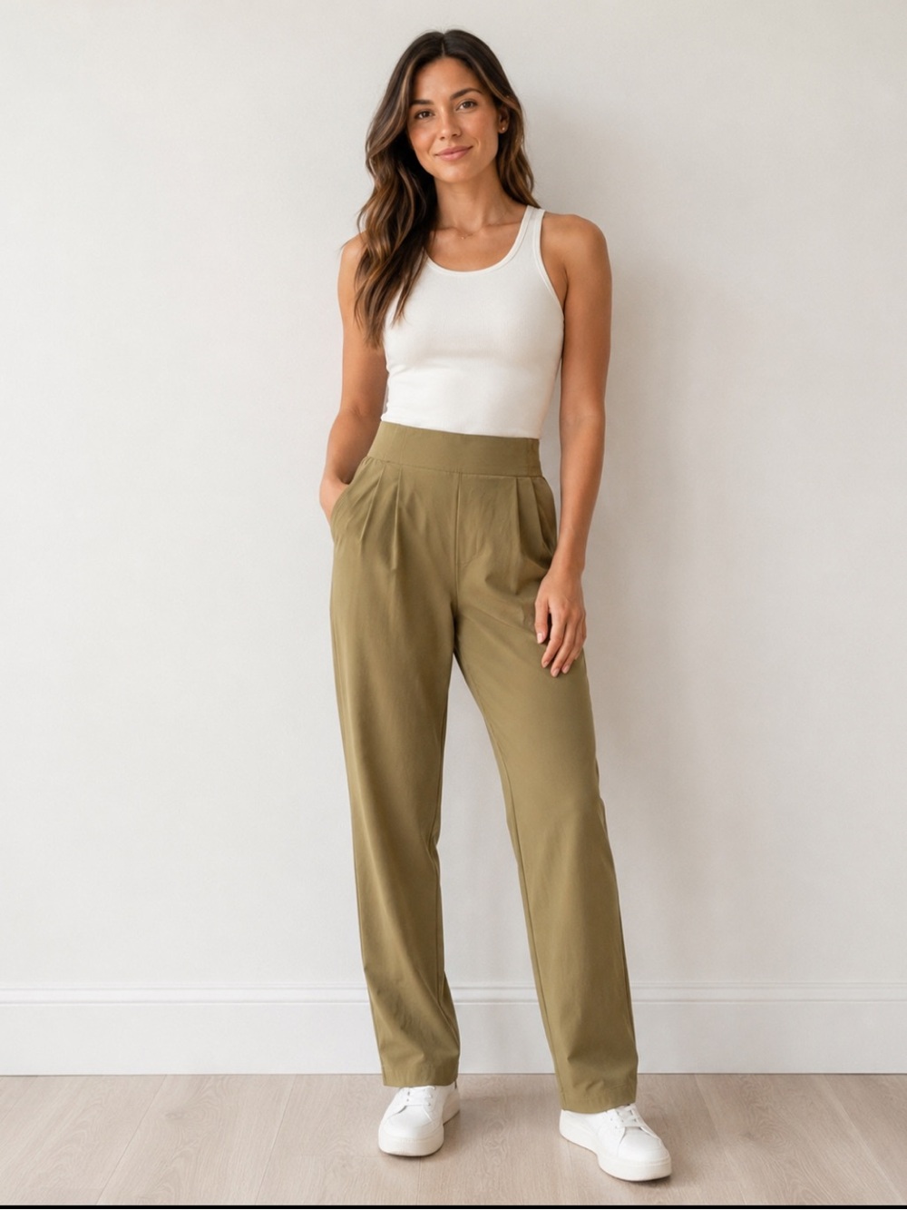 All In Motion Women's High Waist Olive Pants XS Casual Relaxed Fit